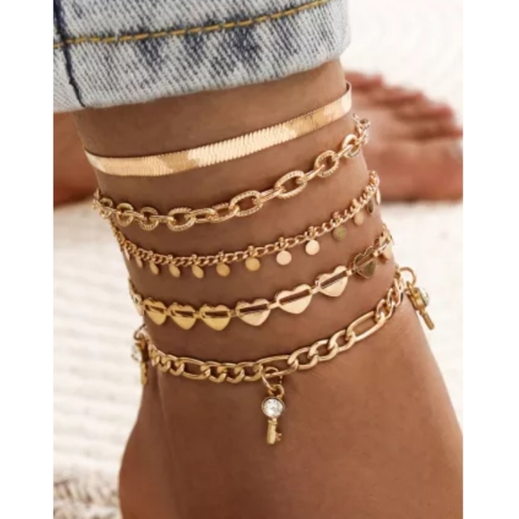 None Jewelry - 🌼🎉HP🎉New boutique 5 piece anklet set